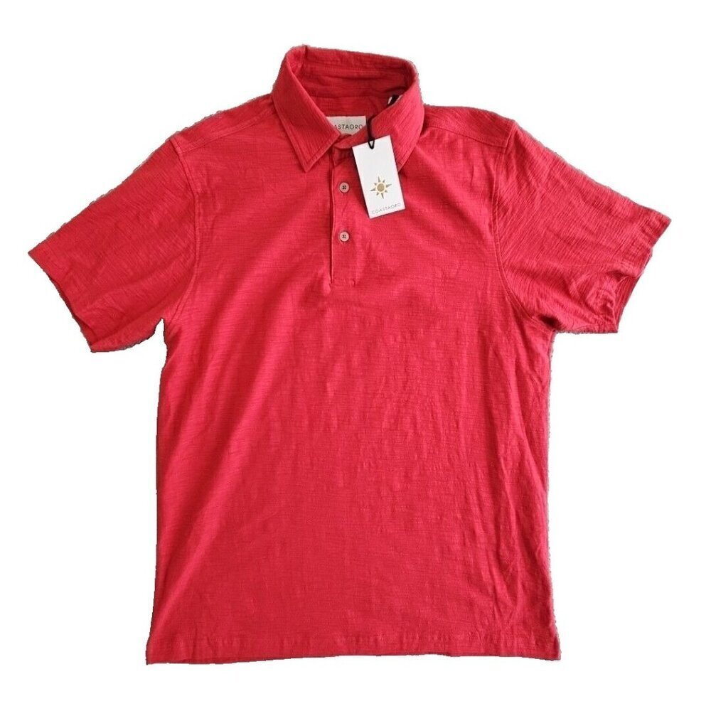 Coastaoro Polo Shirt Men's Size Small Brick Red Slubbed Cotton‎ Quiet Luxury NWT